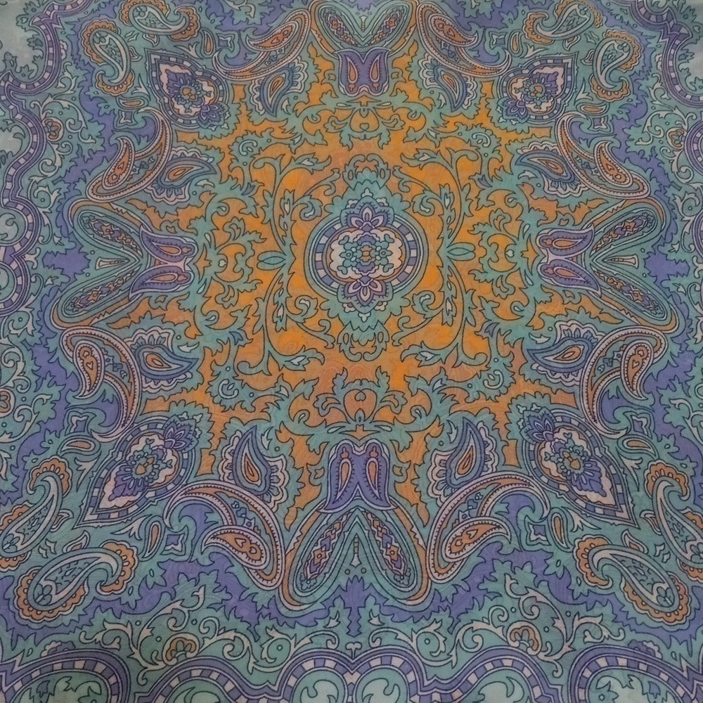 Ann Taylor Aqua and Lavender Paisley Print Boho Sheer Peasant Blouse - Picture 12 of 14